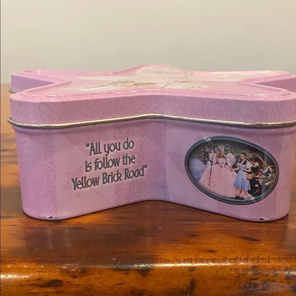 Collectible Glynda the Good Witch Wizard of Oz tin treasure box trinket box pink